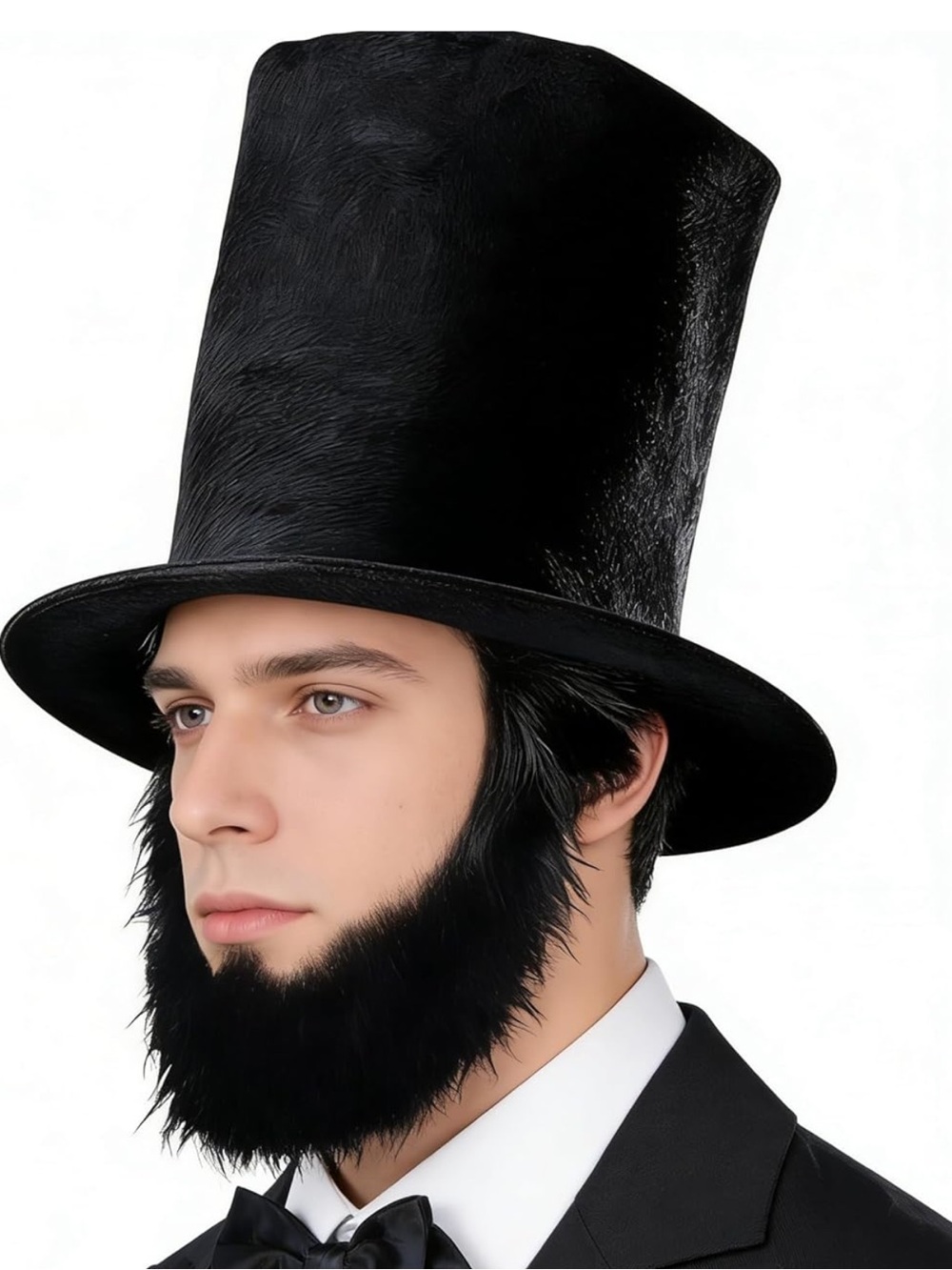 Abraham Abe Lincoln President Stove Pipe Hat Attached Beard Historical 4th July